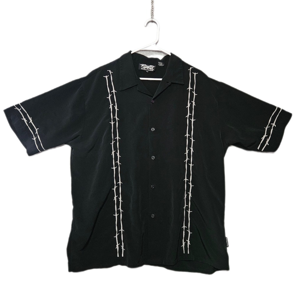Dragonfly Clothing Company Shirt Mens XL Black Barbed Wire Y2K Mall Goth Shirt
